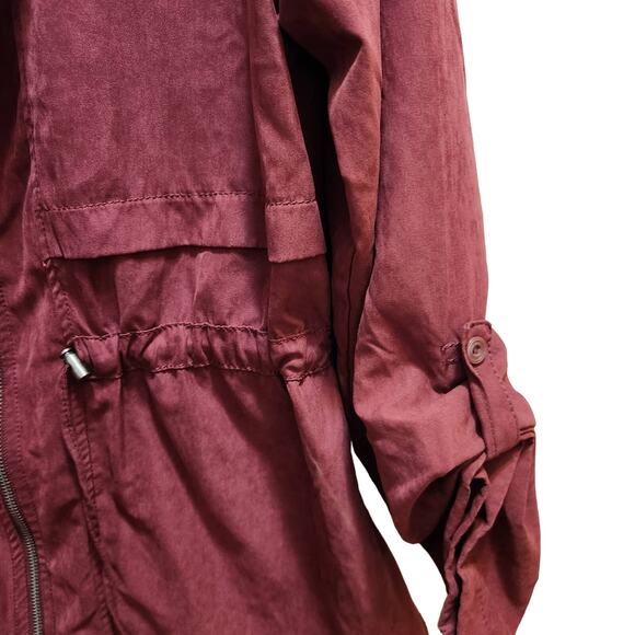 Maurices Anorak front zip soft utility jacket size large burgundy - Picture 4 of 9